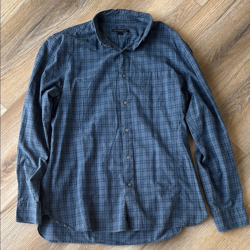 John Varvatos Star USA Blue Plaid Casual Shirt